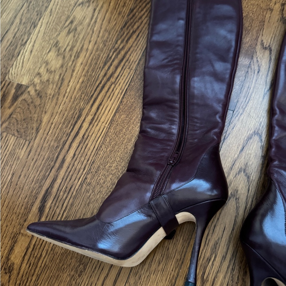 Manolo Blahnik Dark Purple Heeled Boots - Picture 3 of 8